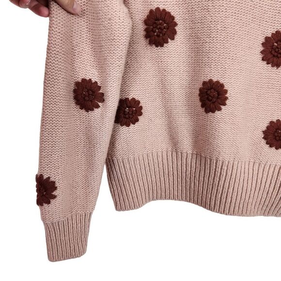 Madewell Flower Embroidered Pullover Knit Spring Grandmacore Sweater Small - Picture 7 of 10
